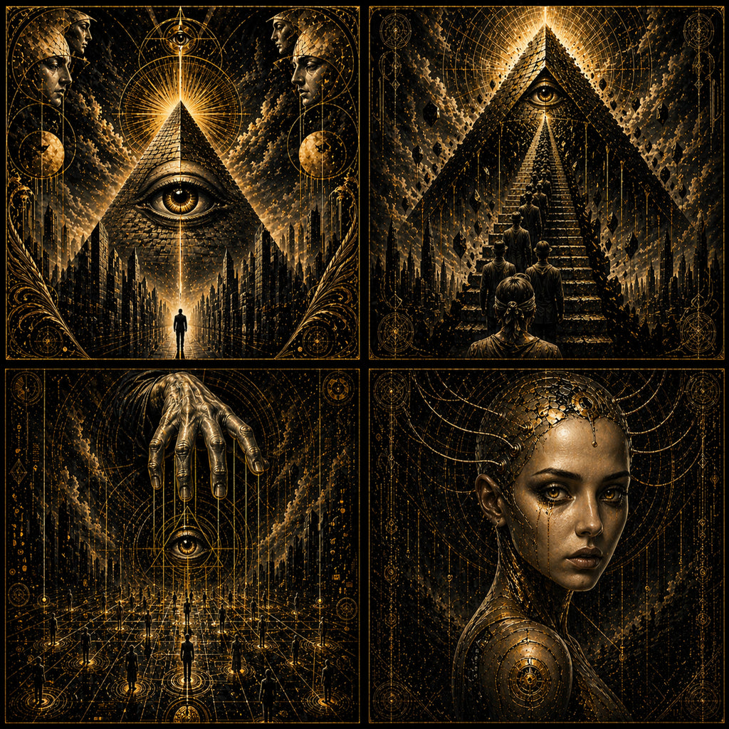 'Question Everything' 4 - Piece Framed Canvas Abstract Art Nouveau Fine Art Series Bundle (15% Discount)